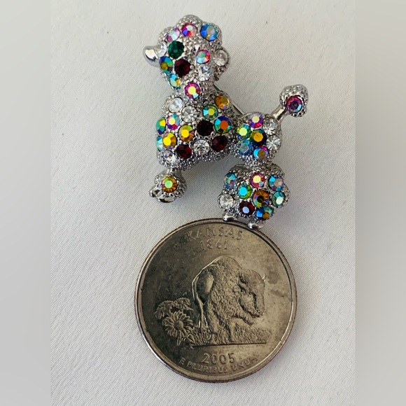 Colorful Crystal Poodle / Dog Brooch - Picture 4 of 5